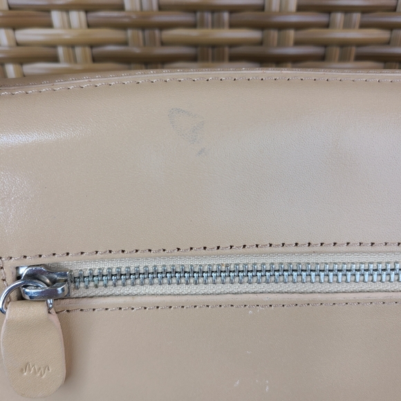 Monsac Original Handbag Purse Shoulder Bag Beige Genuine Leather - Picture 5 of 16